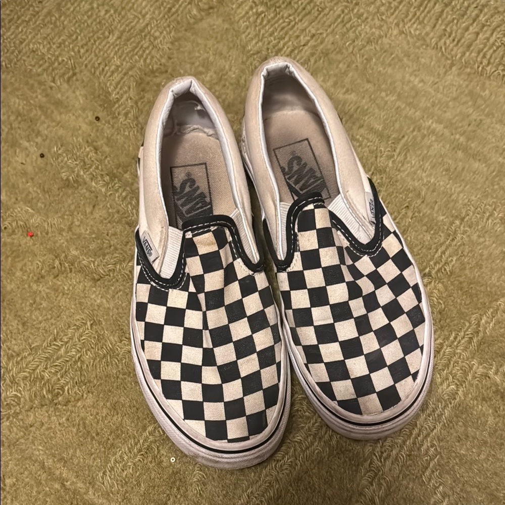 Vans Checkered Slip-On Shoes - Black and White